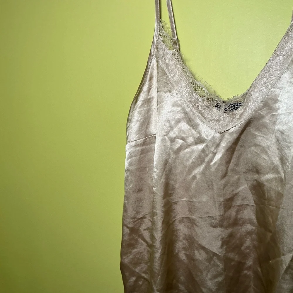 Beige Lace and Satin Nightgown Slip